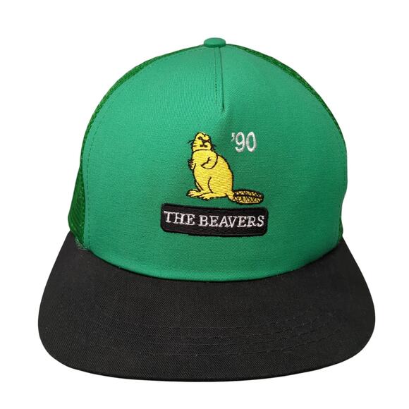 '90 The Beavers Slideback Trucker Hat Green OS Adjustable Cali-Fame Vintage - Picture 1 of 9